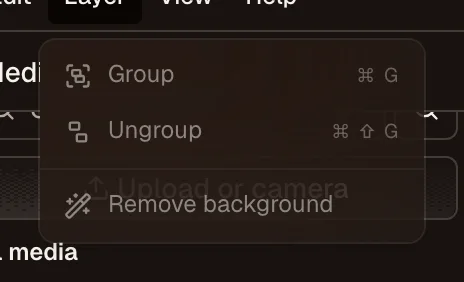 Remove background action in the layer menu